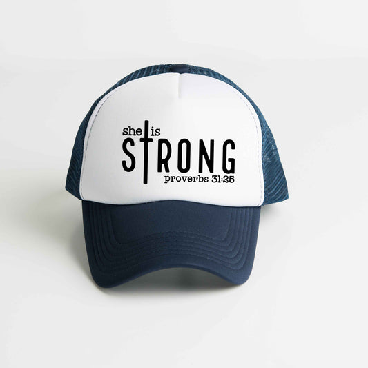 She Is Strong Cross | Foam Trucker Hat