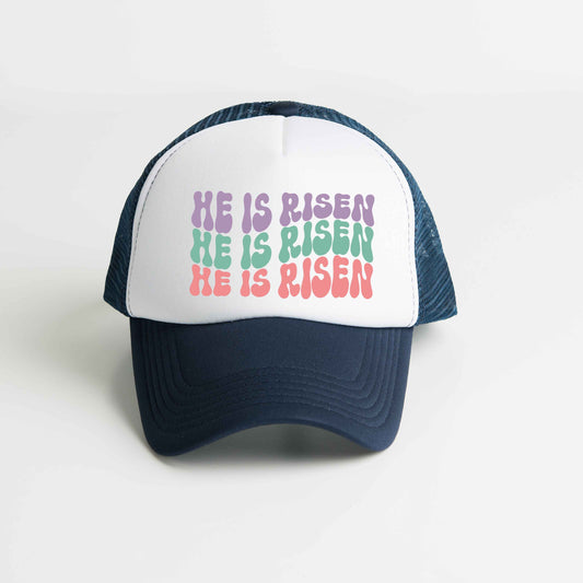 He Is Risen Stacked Wavy Colorful | Foam Trucker Hat