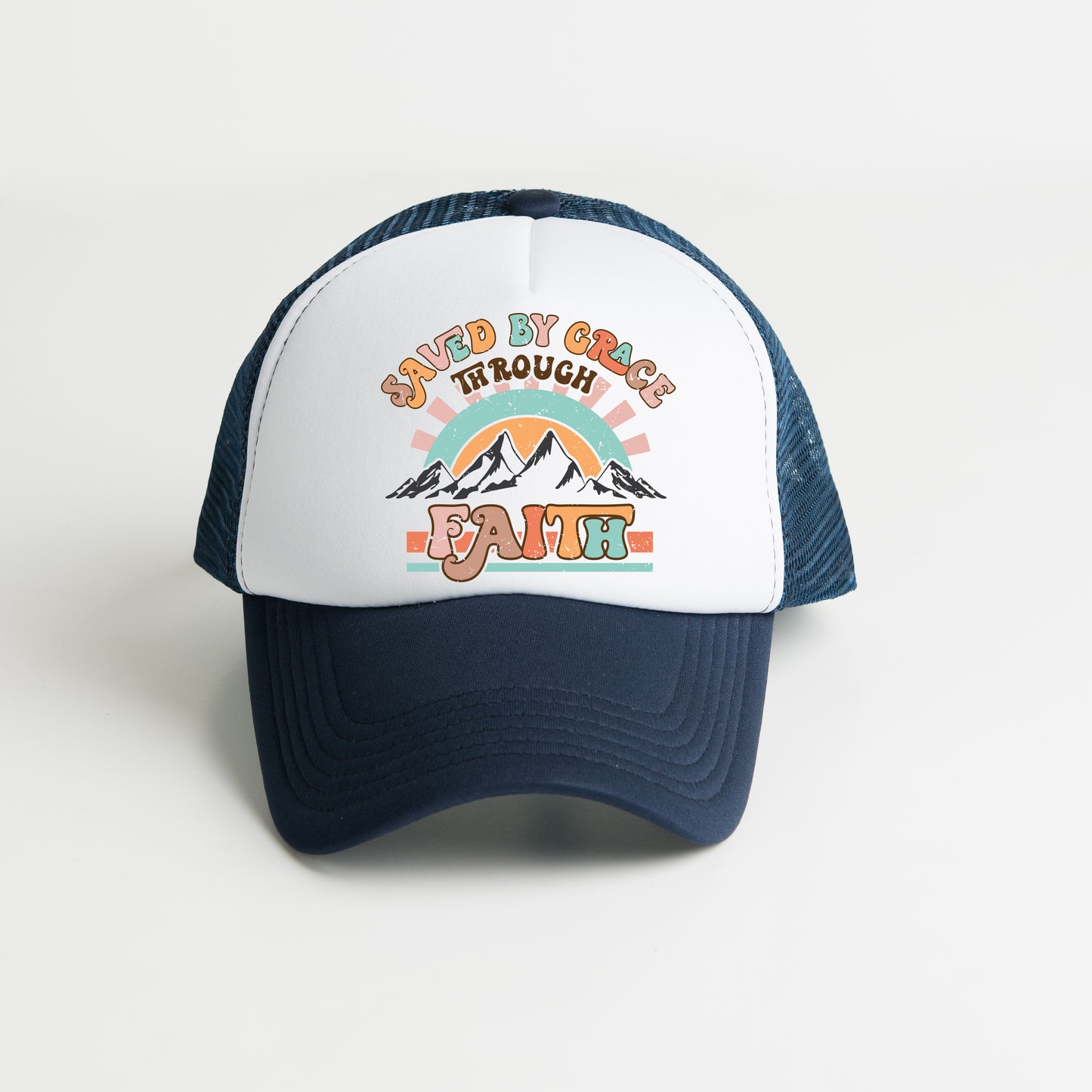 Saved By Grace Mountains | Foam Trucker Hat