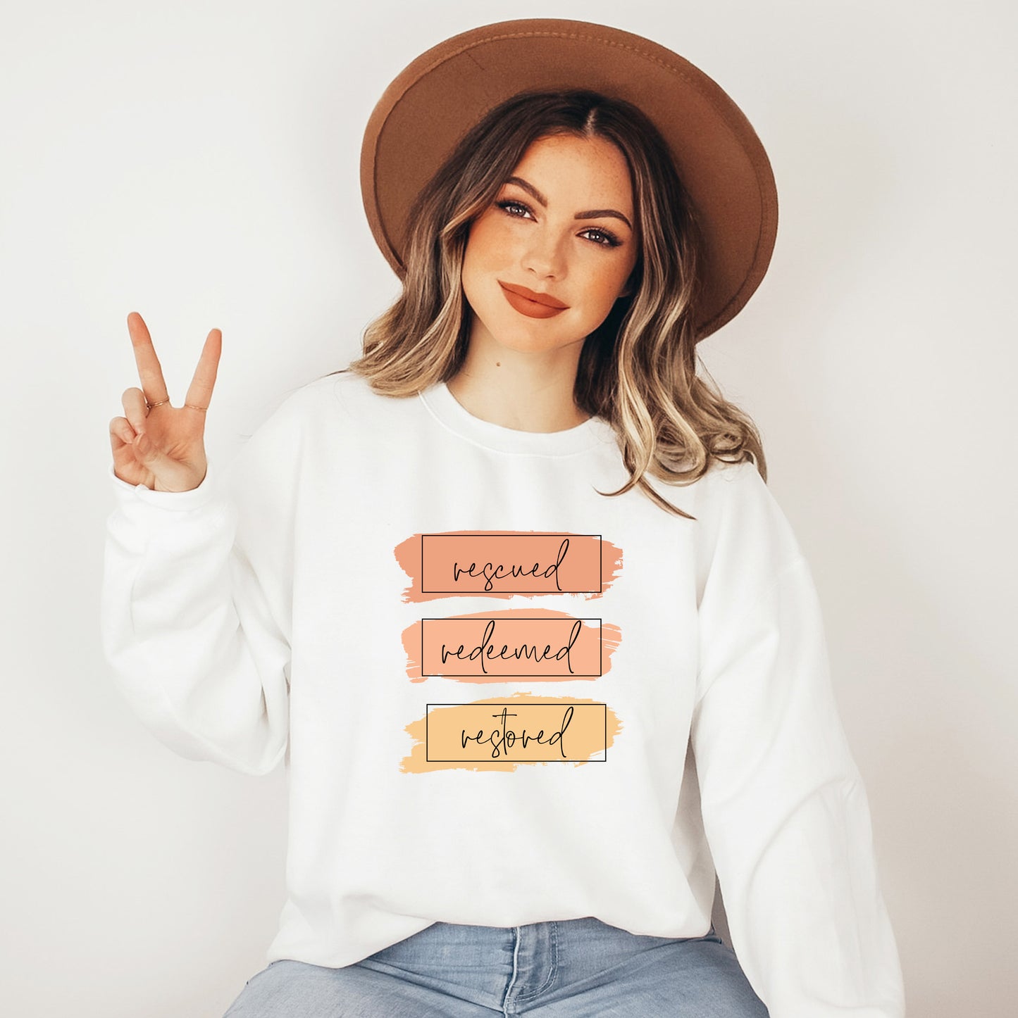 Rescued Redeemed Restored Brushstrokes | Sweatshirt