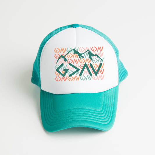 God Is Greater Mountains | Foam Trucker Hat