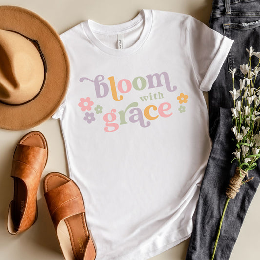 Bloom With Grace Retro | Short Sleeve Crew Neck